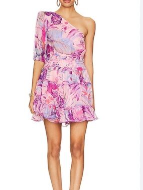 🛍️SALE Rococo sand zazu one shoulder floral chiffon mini dress NWT SZ M